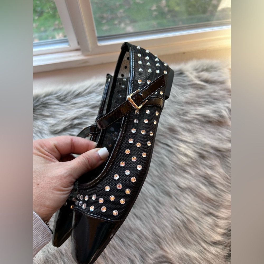New York and company Stradivarius studded ballet shoes in black size 8 - Picture 7 of 10